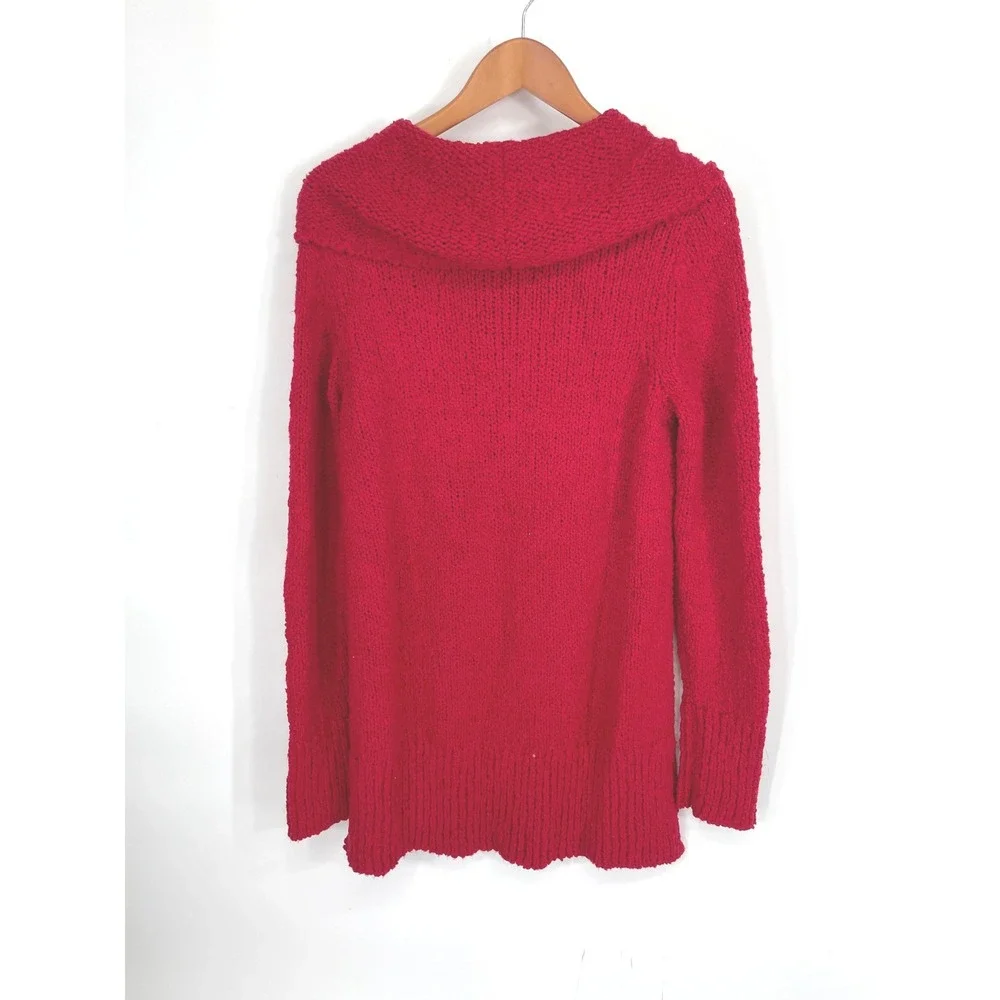 NWT J. Jill Womens Sweater XLT Cowl Neck Scarlet Red Textured Knit Tall 304673